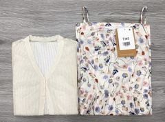 KS1042 - SET ĐẦM HOA + ÁO KHOÁC - MÀU KEM