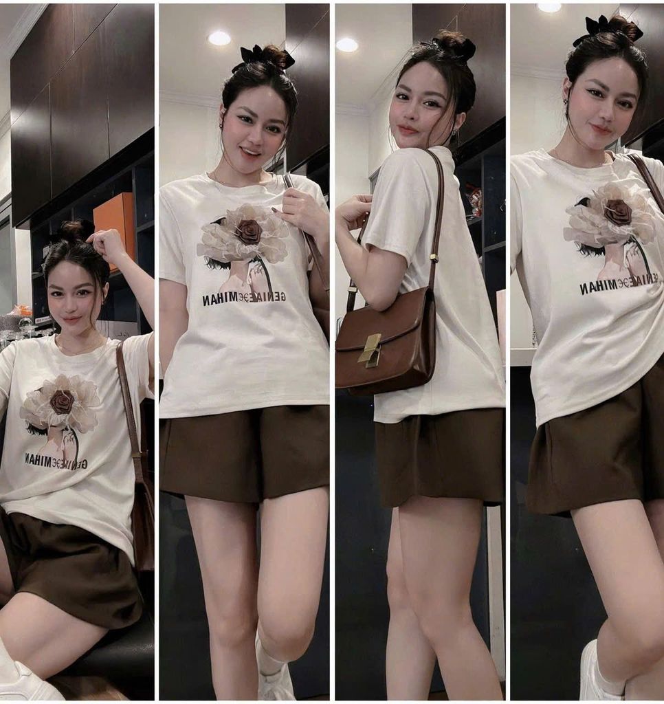 VGU0858 - SET ÁO THUN ĐÍNH HOA NỔI - QUẦN SHORT