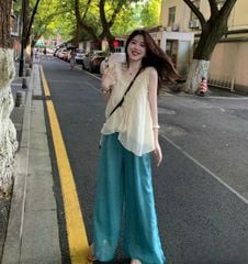 VGU0857 - SET ÁO PHỐI BÈO - QUẦN DÀI XANH