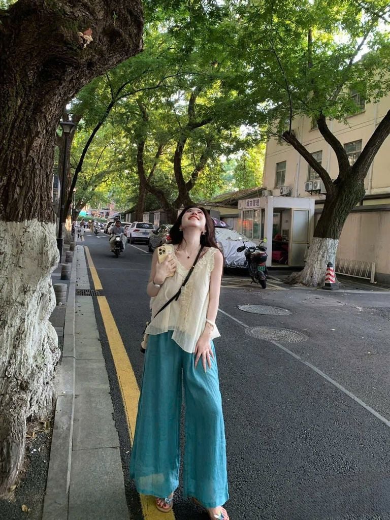 VGU0857 - SET ÁO PHỐI BÈO - QUẦN DÀI XANH