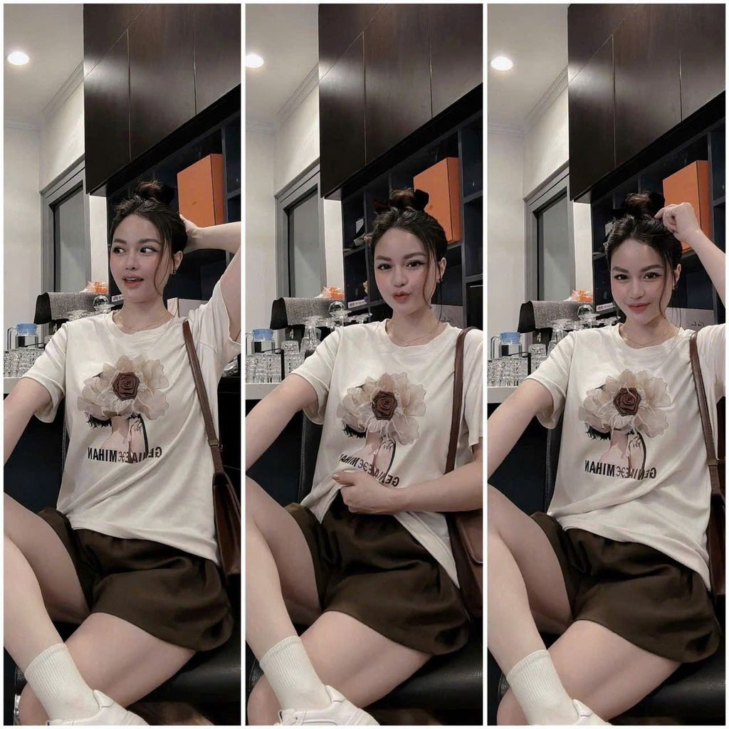 VGU0858 - SET ÁO THUN ĐÍNH HOA NỔI - QUẦN SHORT