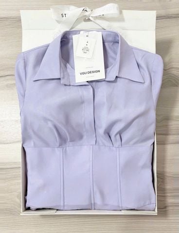 VGU0855 - ĐẦM CỔ SƠ MI DÁNG DÀI MÀU TÍM