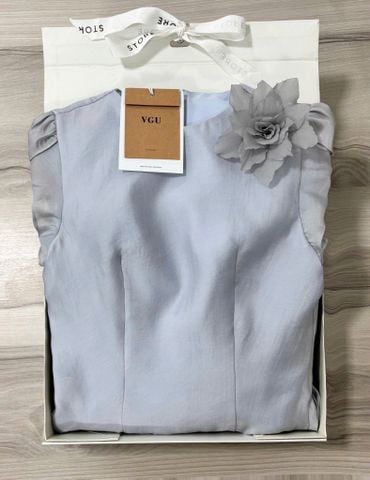 VGU0875 ĐẦM DÀI KẾT HOA (XÁM)