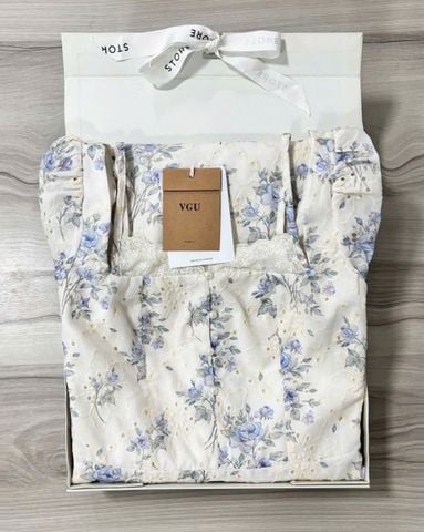 VGU0884 ĐẦM KEM HOA XANH