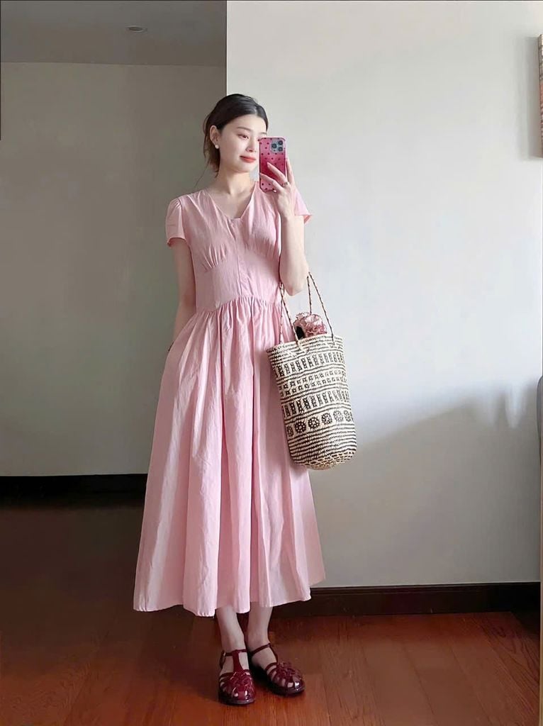 TQ4459 - ĐẦM DÀI HỒNG