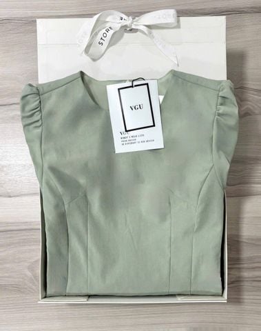 VGU0922 - ĐẦM DÁNG DÀI XÒE - MÀU XANH