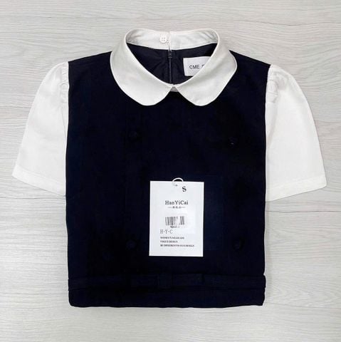 TQ4437 - ĐẦM CÔNG SỞ DÀI ĐEN PHỐI TRẮNG