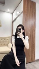 TQ4437 - ĐẦM CÔNG SỞ DÀI ĐEN PHỐI TRẮNG