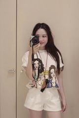 TQ1833 - SET ÁO THUN IN 3 CÔ GÁI - QUẦN SHORT TRẮNG