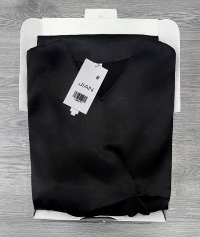 TB8877 - ĐẦM LỤA CỔ TIM, PHỐI LƯNG BẢN THUN - MÀU ĐEN