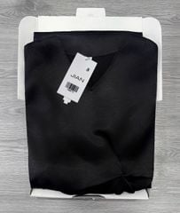 TB8877 - ĐẦM LỤA CỔ TIM, PHỐI LƯNG BẢN THUN - MÀU ĐEN