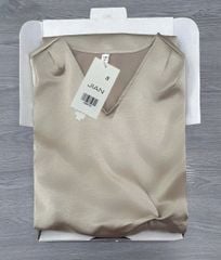 TB8876 - ĐẦM LỤA CỔ TIM, PHỐI LƯNG BẢN THUN - MÀU NÂU KEM