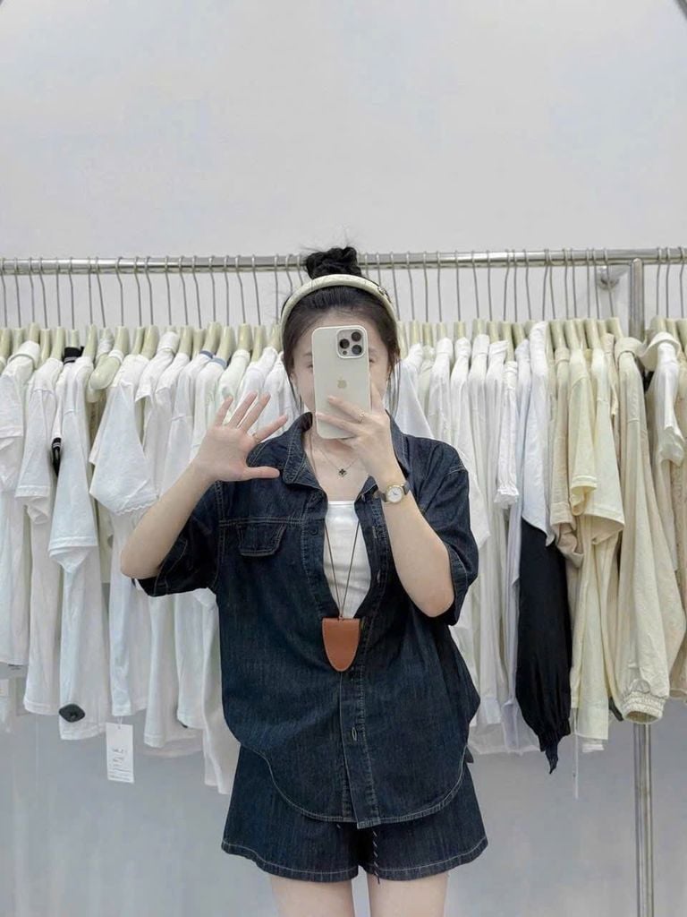 TB8848 - SET 2 MÓN JEAN ( KO KÈM ÁO TRONG)- XANH ĐEN