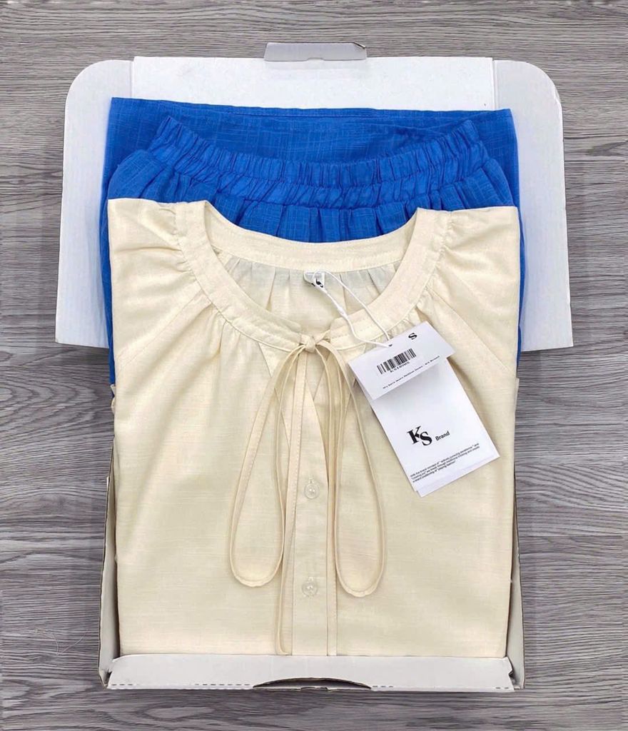 KS1090 - SET ÁO TAY LỬNG - CHÂN VÁY DÀI XANH