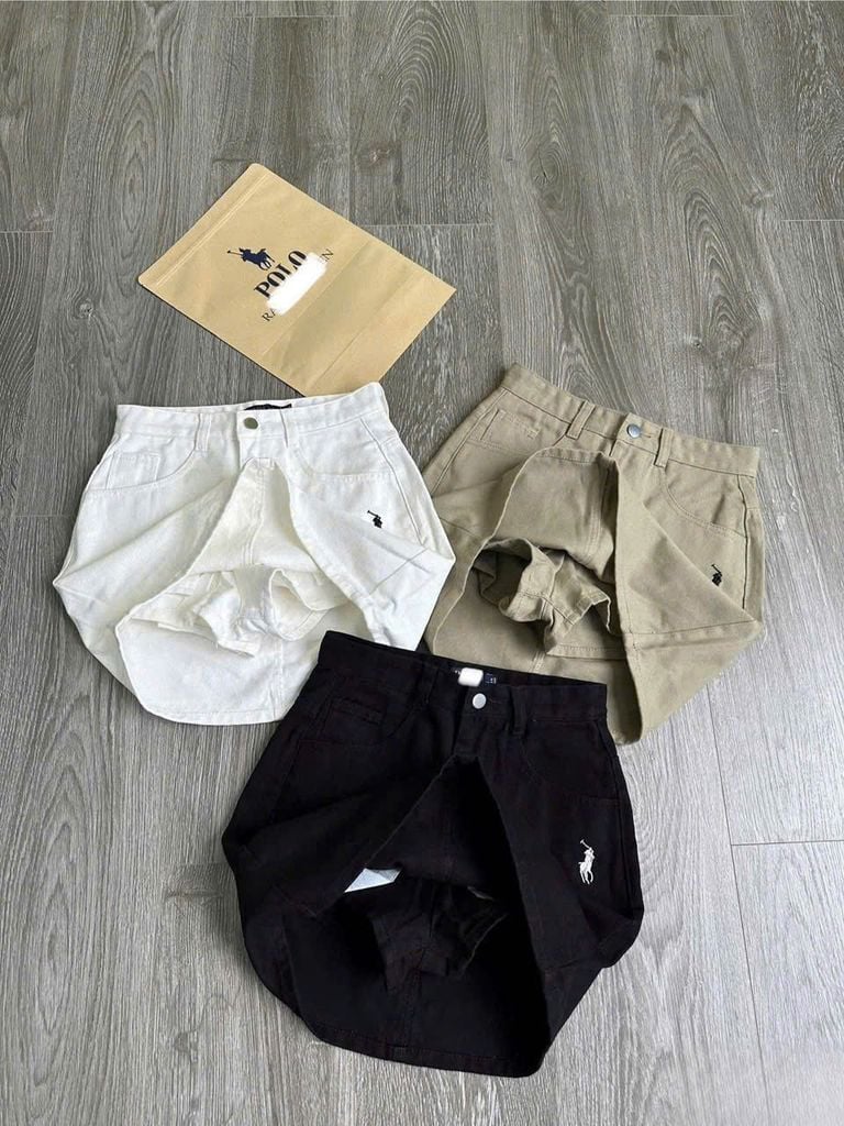 VGU0953 - CHÂN VÁY NGẮN THÊU LOGO ( VÁY LẺ) - MÀU RÊU