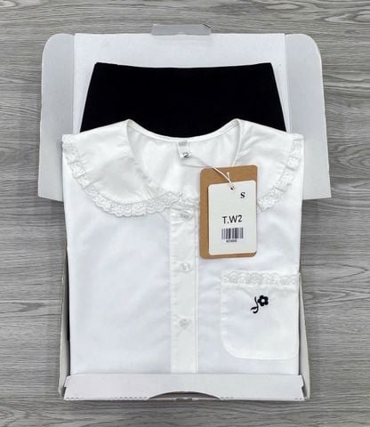 KS1095 - SET ÁO SƠ MI LOGO THÊU - CHÂN VÁY ĐEN