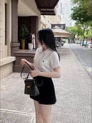 KS1095 - SET ÁO SƠ MI LOGO THÊU - CHÂN VÁY ĐEN