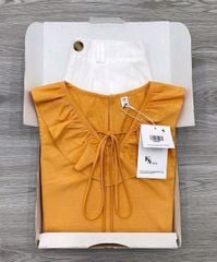 KS1097 - SET ÁO CỔ TIM PHỐI BÈO CAM+ QUẦN SHORT TRẮNG