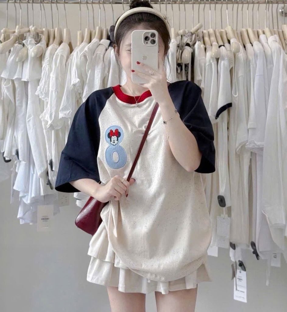 VGU0974 - SET ÁO THUN IN MICKEY - CHÂN VÁY TẦNG