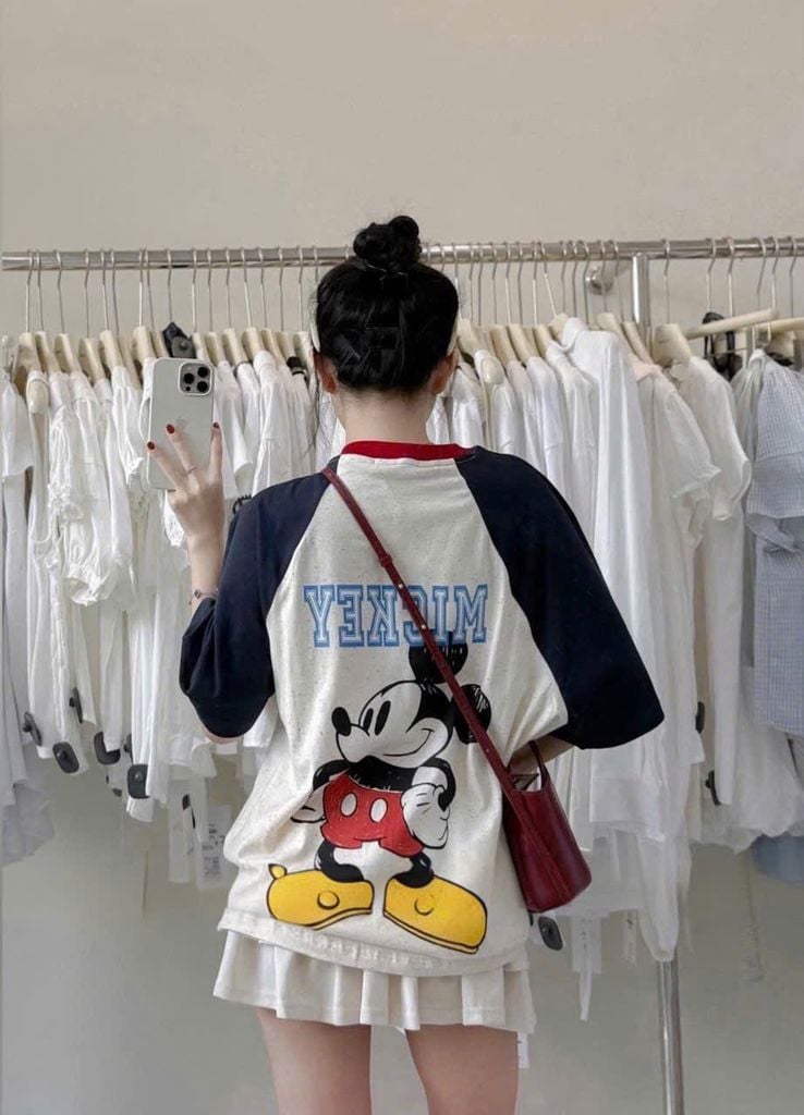 VGU0974 - SET ÁO THUN IN MICKEY - CHÂN VÁY TẦNG