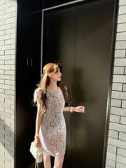 VGU0968 - ĐẦM NGẮN REN PHỐI VIỀN CỔ