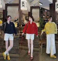 VGU0977 - ÁO KHOÁC BOMBER 3 SỌC ( ÁO LẺ) - MÀU VÀNG