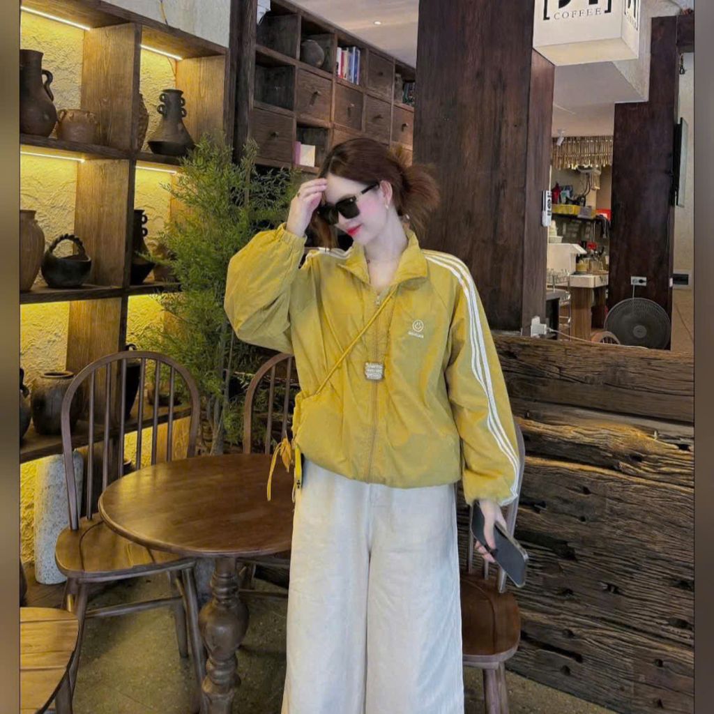 VGU0977 - ÁO KHOÁC BOMBER 3 SỌC ( ÁO LẺ) - MÀU VÀNG