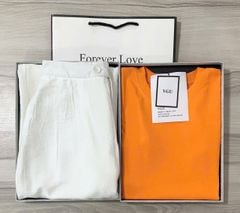 VGU1000 - SET ÁO THUN CAM - QUẦN DÀI ỐNG RỘNG