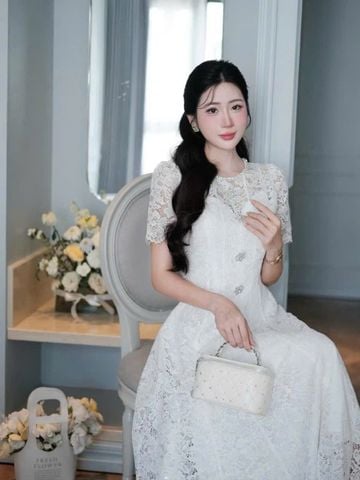 VGU1001 - ĐẦM REN XÒE DÀI ( KÈM ĐẦM LÓT)