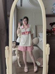 SKY8911 - SET BỘ THUN IN GẤU DÂU QCCC- MÀU HỒNG