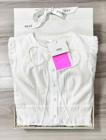 VGU1010 - ĐẦM PHOM A TAY BỒNG TRẮNG