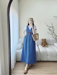 TQ1838 - SET ÁO THUN TRẮNG - ĐẦM DÀI