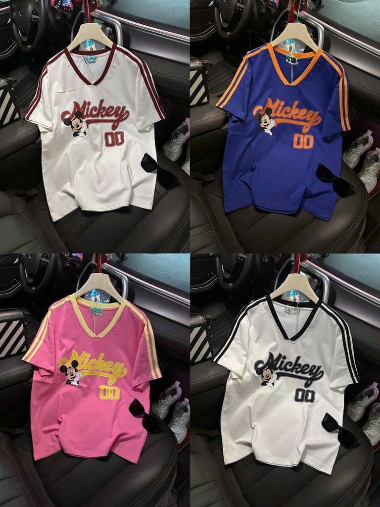 SKY8968 ÁO THUN MICKEY ( HỒNG VIỀN VÀNG )