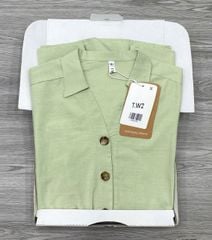 KS1165 - JUM CỔ TIM PHỐI EO THUN - XANH LÁ