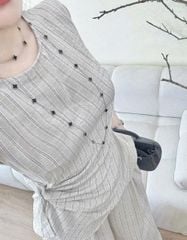TQ4512 - SET ÁO NHÚN EO - QUẦN DÀI SỌC
