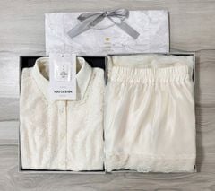 VGU1096 - SET ÁO CỔ SƠ MI PHỐI REN- CHÂN VÁY REN TẦNG DÀI