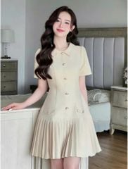 VGU1075 ĐẦM CỔ SƠ MI ĐÍNH NÚT