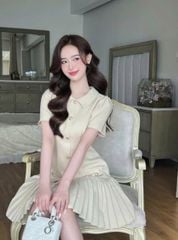 VGU1075 ĐẦM CỔ SƠ MI ĐÍNH NÚT