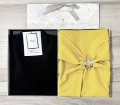VGU1204 SET ÁO CỔ LỌ + CV XOẮN NƠ VÀNG