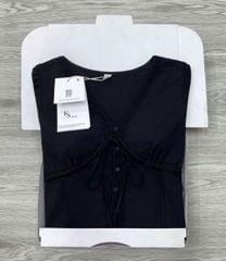 KS1116 - ÁO KIỂU LINEN PHỐI REN ( ÁO LẺ) - MÀU ĐEN