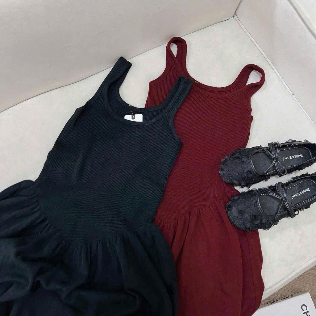 TQ4539 - ĐẦM THUN BASIC DÀI - MÀU ĐEN