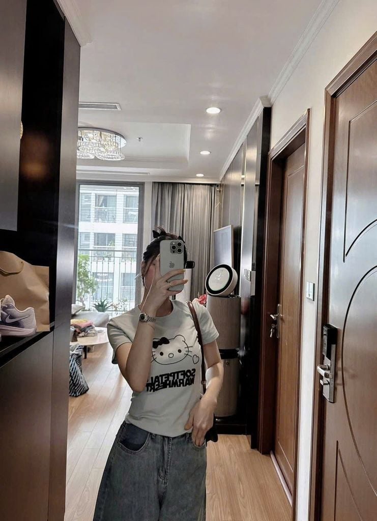 VGU1220 - SET ÁO THUN IN KITTY - QUẦN JEAN LỬNG