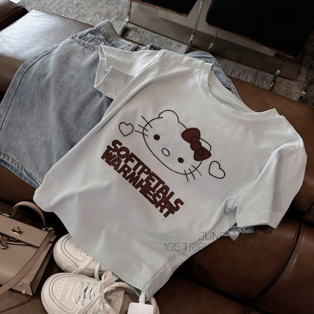VGU1220 - SET ÁO THUN IN KITTY - QUẦN JEAN LỬNG