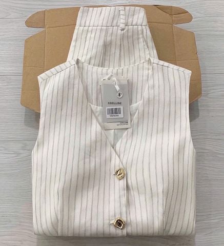 TB5818 - SET ÁO GILE PHỐI NÚT - QUẦN SHORT SỌC