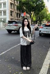 SKY9131 - SET ÁO THUN NƠ - QUẦN DÀI CHẤM BI