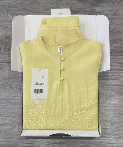 TB9042 - SET NGẮN THÊU HOA NỔI - MÀU VÀNG