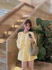 TB9042 - SET NGẮN THÊU HOA NỔI - MÀU VÀNG