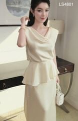 VGU1276 - SET ÁO CỔ ĐỔ + CHÂN VÁY DÀI KEM (KÈM TAG)