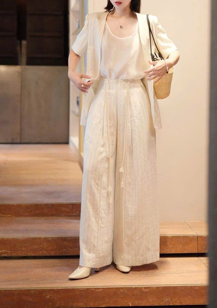 VGU1338 - QUẦN DÀI SỌC ỐNG RỘNG KÈM DÂY ( QUẦN LẺ)