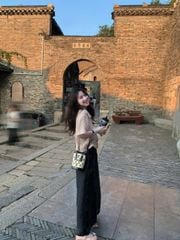 VGU1345 - SET ÁO SƠ MI PHỐI TÚI - QUẦN DÀI ĐEN